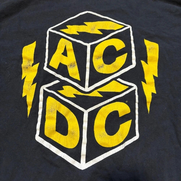 ACDC | Black & Yellow Lightning Bolt Cotton  T-Shirt - Picture 2 of 4